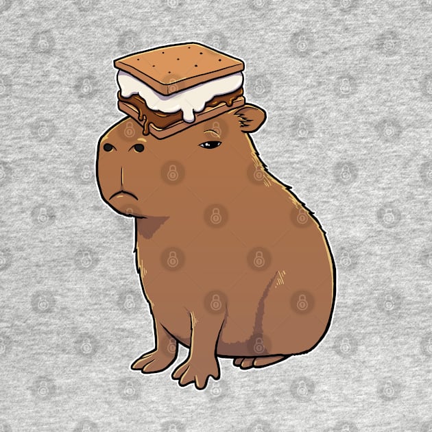 Capybara with a Smore on its head by capydays